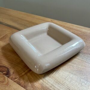 Vintage Royal Haeger Rolled 7" Square Plate Planter Trinket Dish 2176 Beige